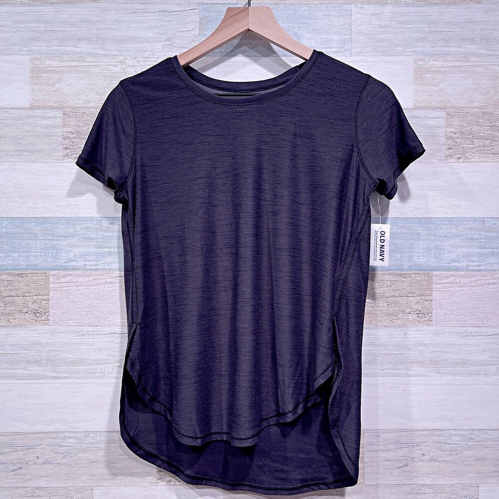 OLD NAVY Active Breathe On Curved Hem Tech Tee Black Go Dry Gym Girls XL 14 16